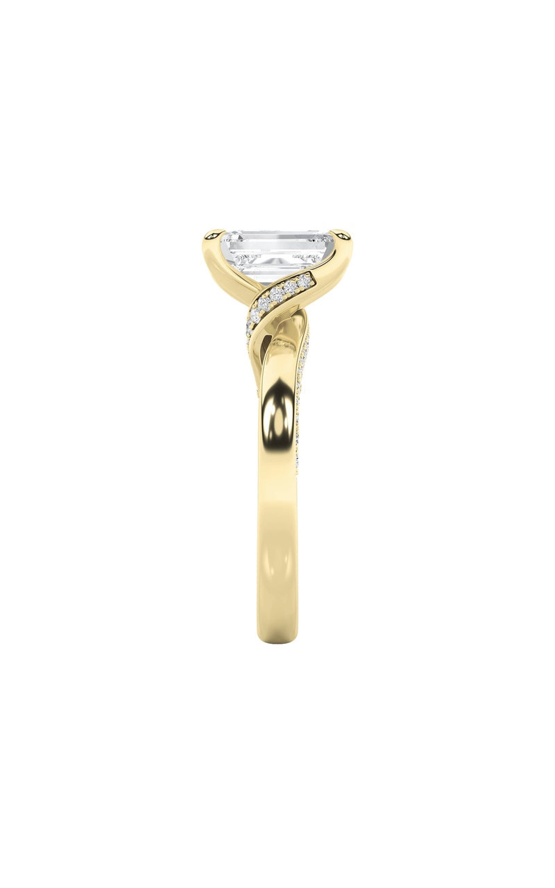 2.5Cttw Emerald Shaped Lab Grown Diamond (G/VS) Accented Engagement Ring in 14K Gold