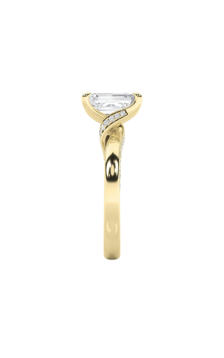 2.5Cttw Emerald Shaped Lab Grown Diamond (G/VS) Accented Engagement Ring in 14K Gold