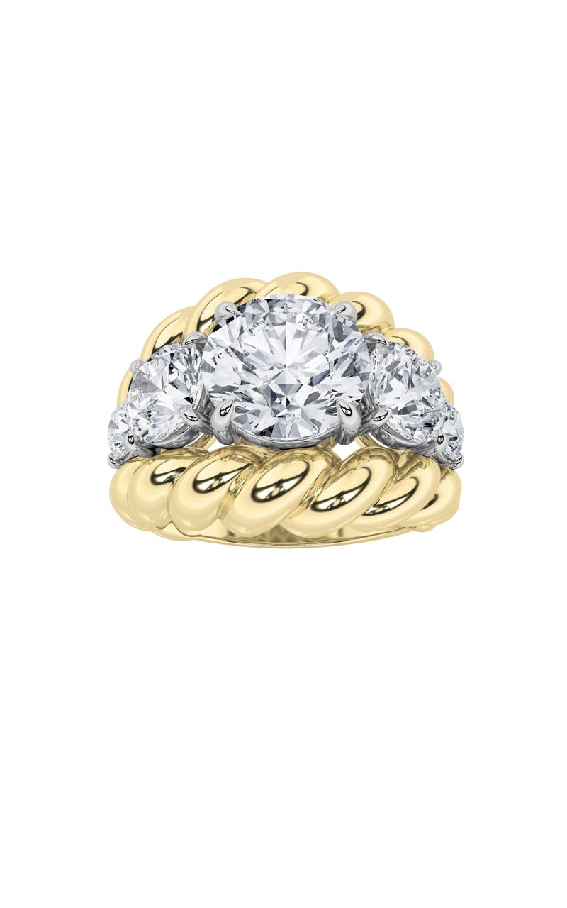 5.5Cttw Round Shaped Lab Grown Diamond (F/VS) Five Stone Ring in 14K Gold