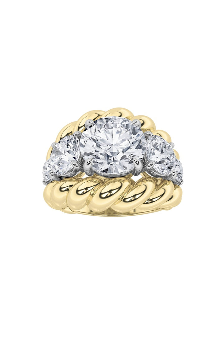 5.5Cttw Round Shaped Lab Grown Diamond (F/VS) Five Stone Ring in 14K Gold
