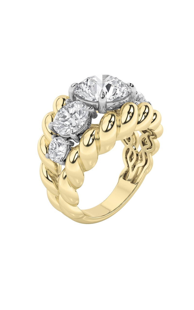 5.5Cttw Round Shaped Lab Grown Diamond (F/VS) Five Stone Ring in 14K Gold