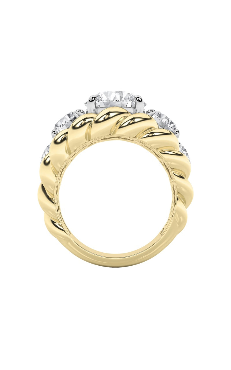 5.5Cttw Round Shaped Lab Grown Diamond (F/VS) Five Stone Ring in 14K Gold