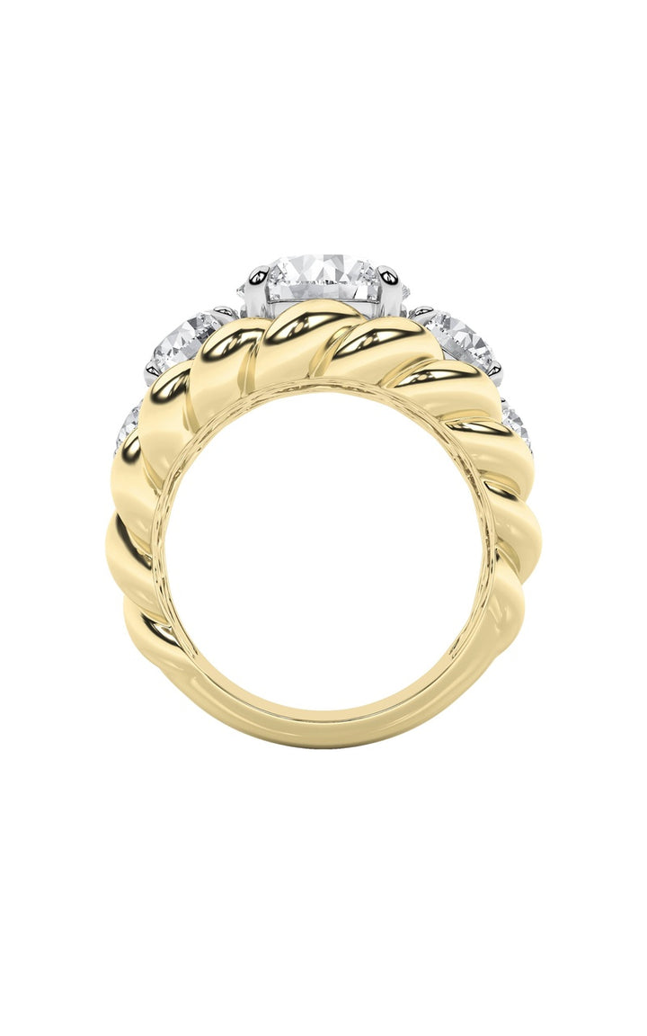 5.5Cttw Round Shaped Lab Grown Diamond (F/VS) Five Stone Ring in 14K Gold