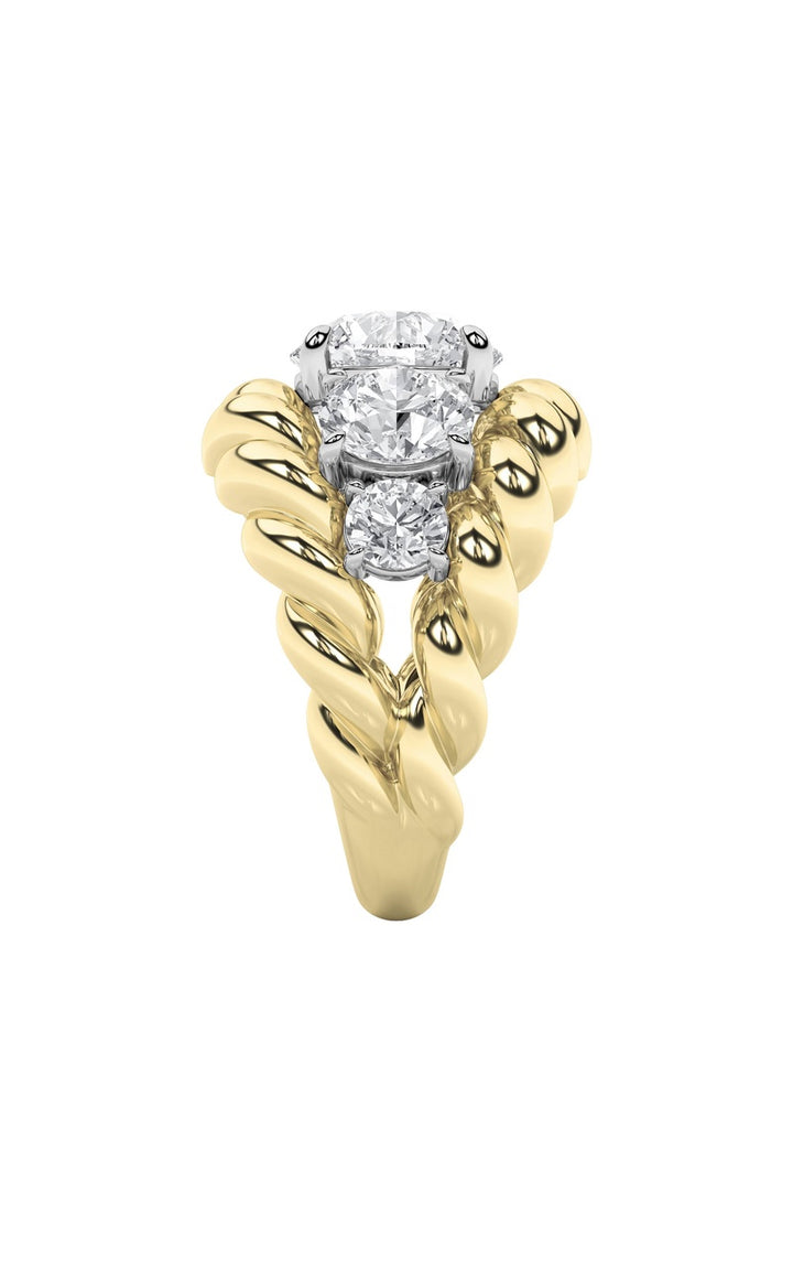 5.5Cttw Round Shaped Lab Grown Diamond (F/VS) Five Stone Ring in 14K Gold