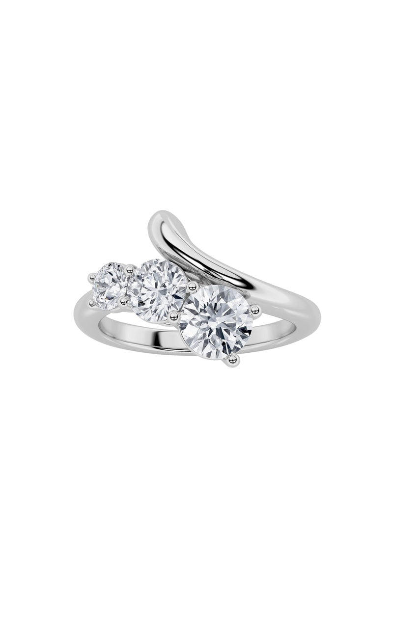 1.5Cttw Round Shaped Lab Grown Diamond (F/VS) Three Stone Ring in 14K Gold