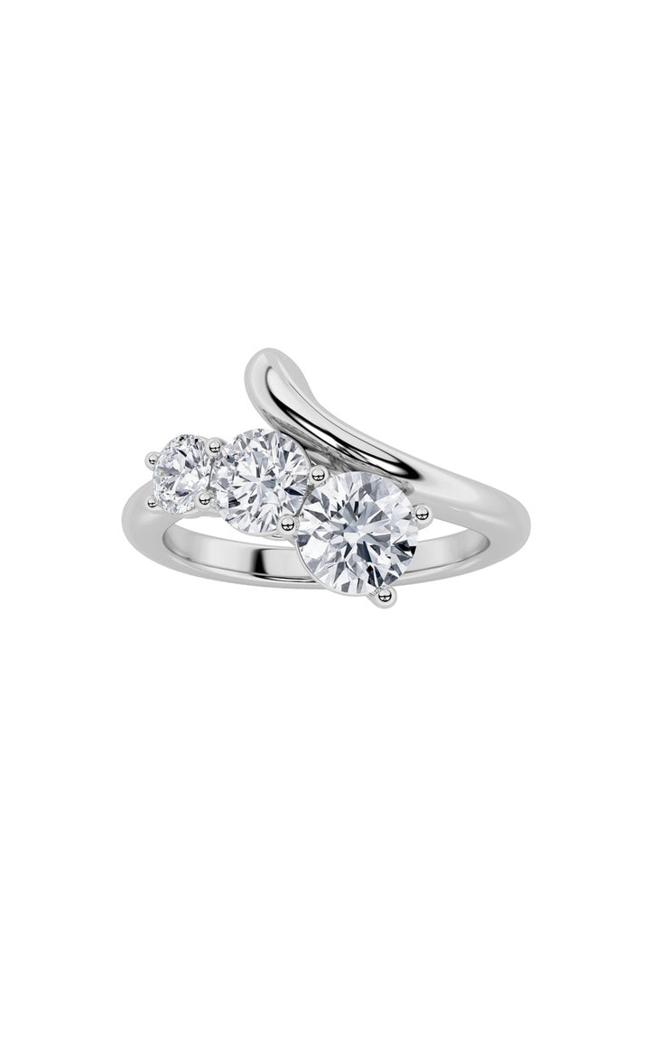 1.5Cttw Round Shaped Lab Grown Diamond (F/VS) Three Stone Ring in 14K Gold
