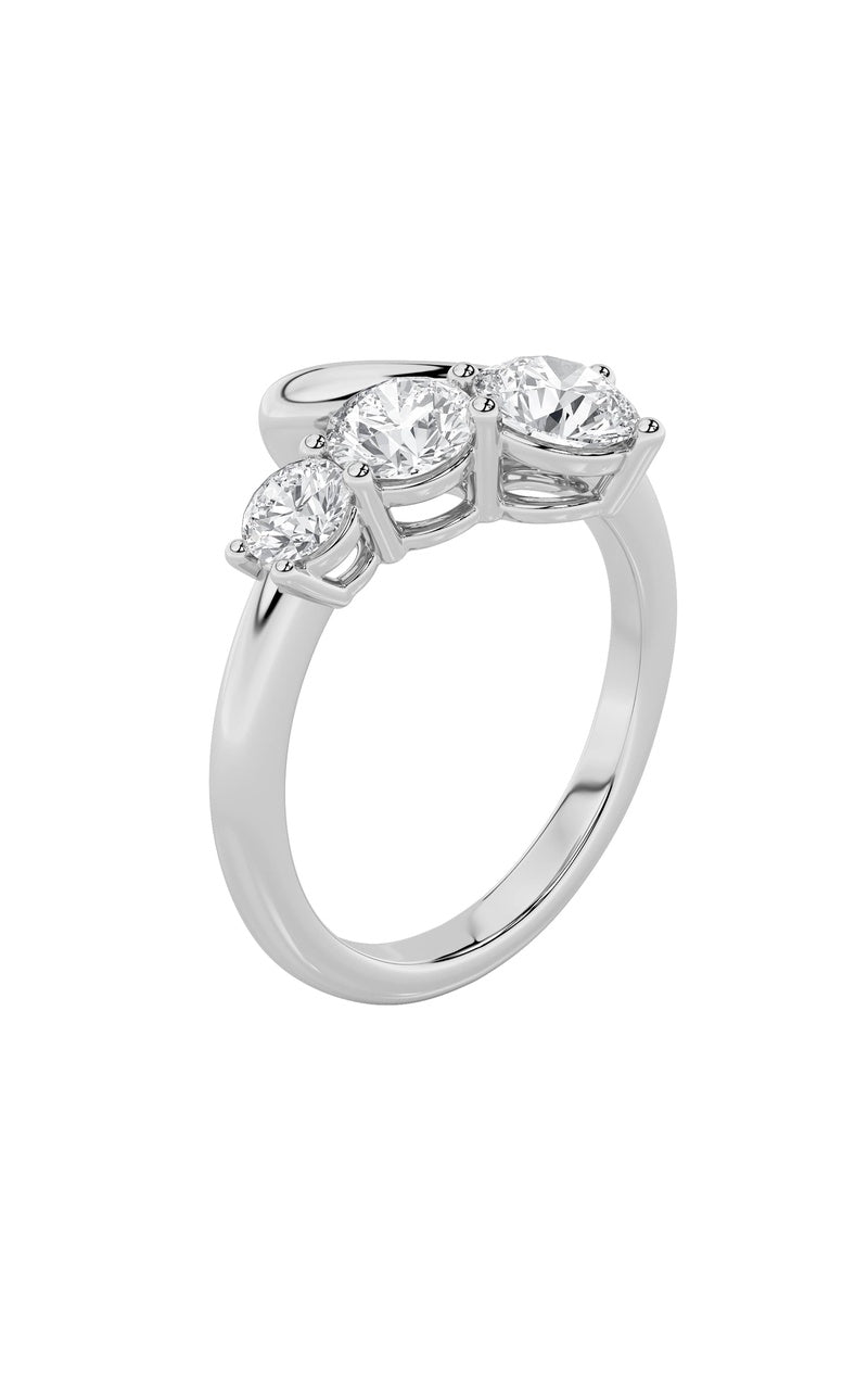 1.5Cttw Round Shaped Lab Grown Diamond (F/VS) Three Stone Ring in 14K Gold