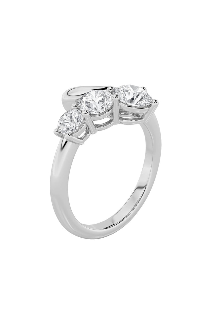 1.5Cttw Round Shaped Lab Grown Diamond (F/VS) Three Stone Ring in 14K Gold
