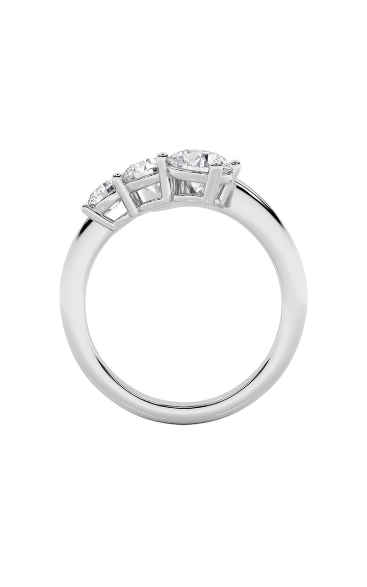 1.5Cttw Round Shaped Lab Grown Diamond (F/VS) Three Stone Ring in 14K Gold