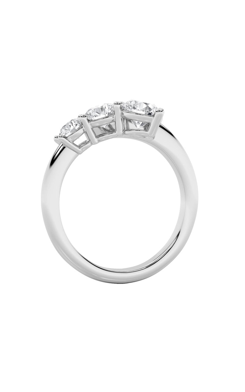 1.5Cttw Round Shaped Lab Grown Diamond (F/VS) Three Stone Ring in 14K Gold