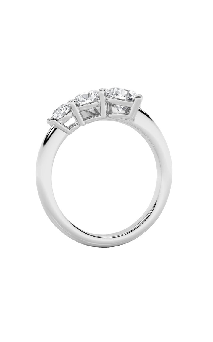 1.5Cttw Round Shaped Lab Grown Diamond (F/VS) Three Stone Ring in 14K Gold