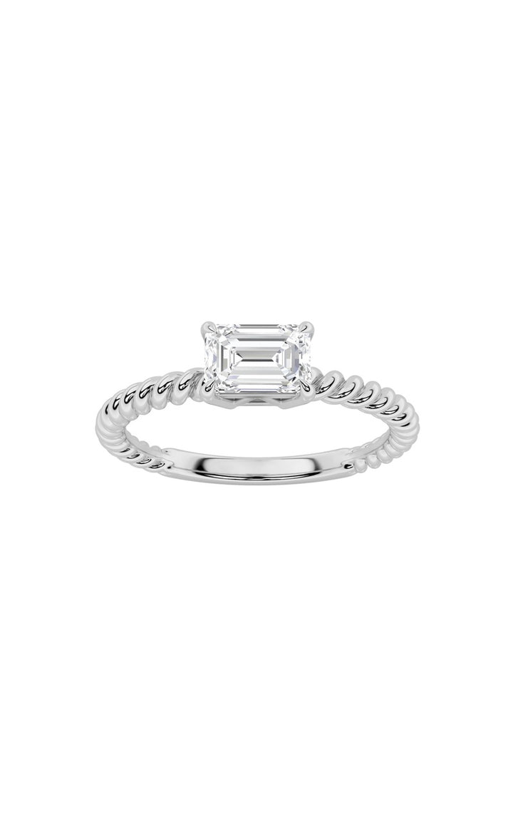 0.5Cttw Emerald Shaped Lab Grown Diamond (F/VS) Petite Solitaire Engagement RING in 14K Gold