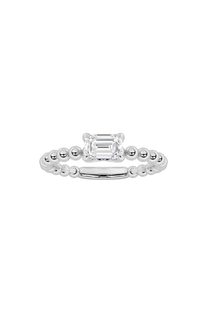 0.5Cttw Emerald Shaped Lab Grown Diamond (F/VS) Petite Solitaire Engagement Ring in 14K Gold