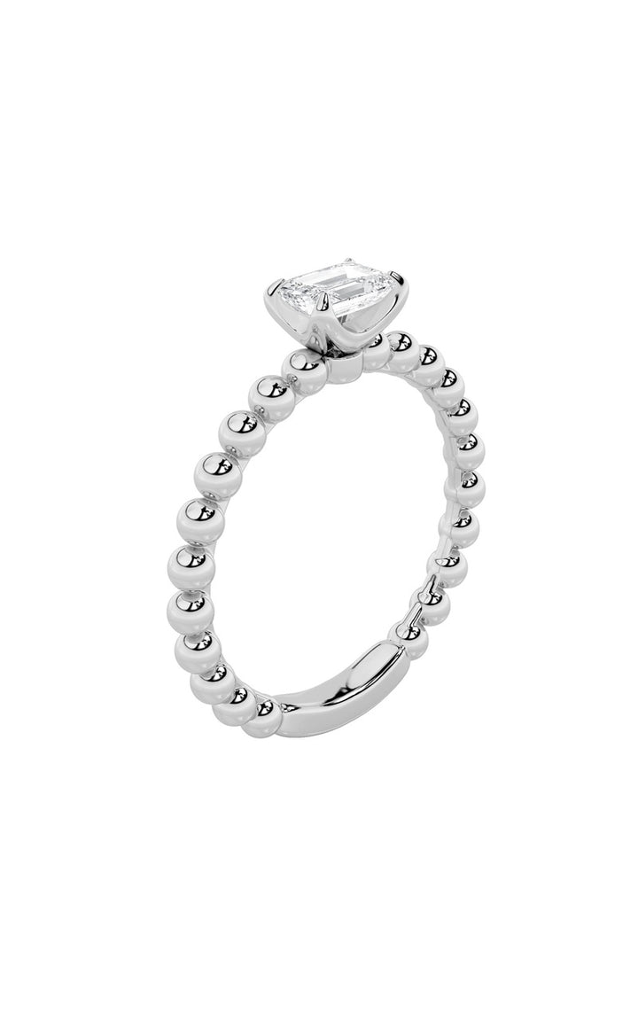 0.5Cttw Emerald Shaped Lab Grown Diamond (F/VS) Petite Solitaire Engagement Ring in 14K Gold