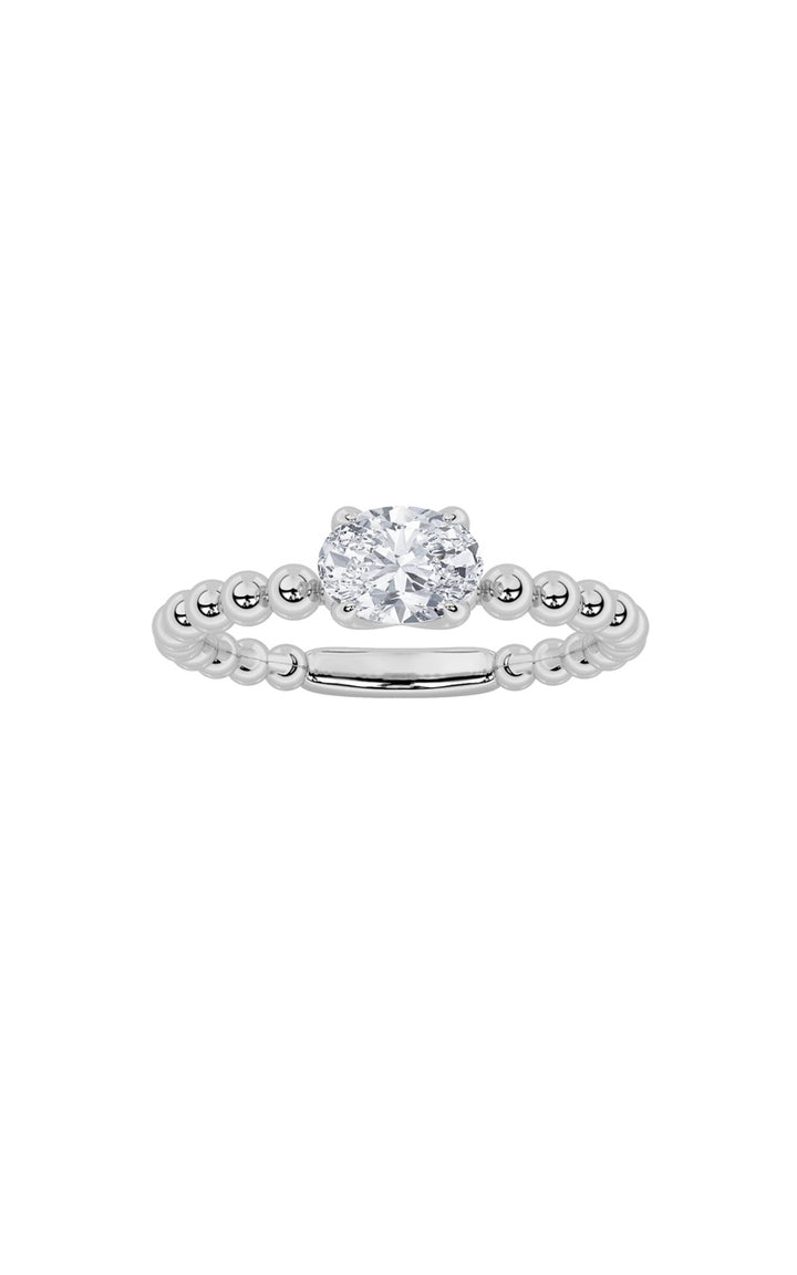 0.5Cttw Oval Shaped Lab Grown Diamond (F/VS) Petite Solitaire Engagement Ring in 14K Gold