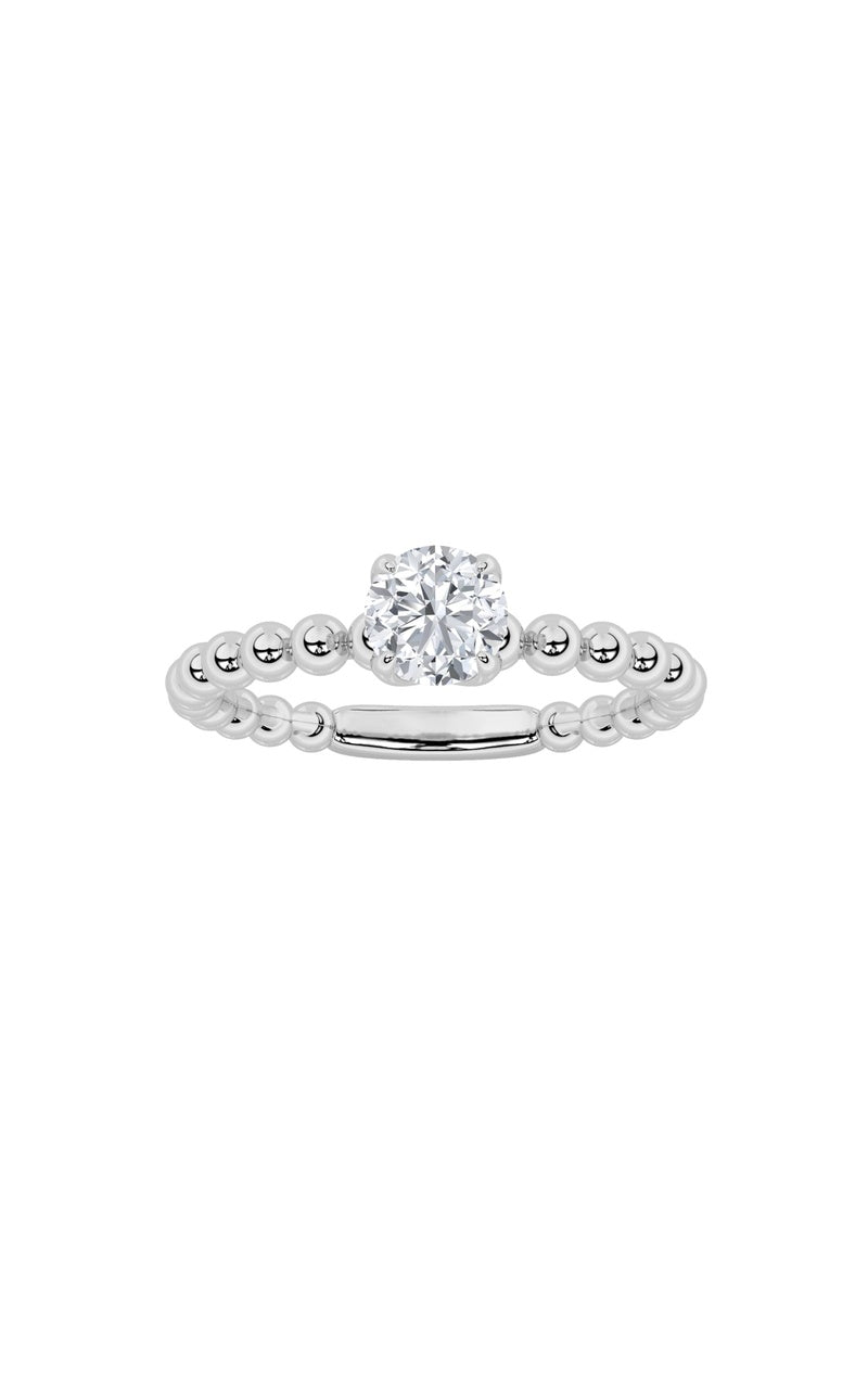 0.5Cttw Round Shaped Lab Grown Diamond (F/VS) Petite Solitaire Engagement Ring in 14K Gold