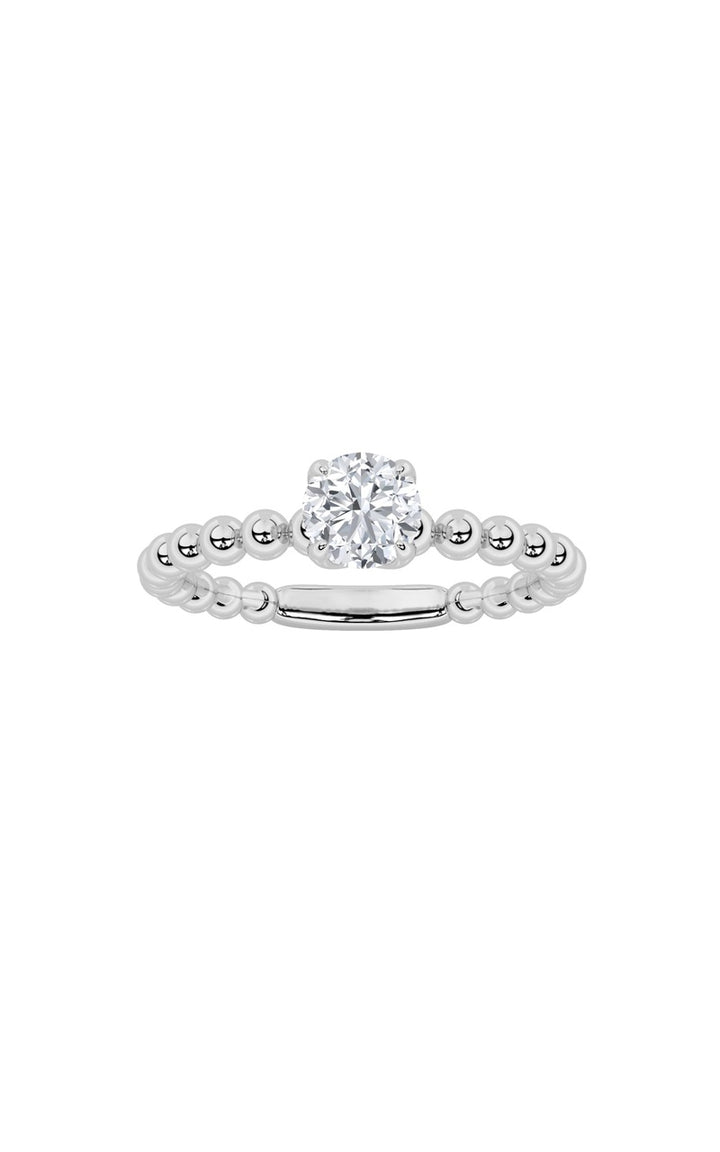 0.5Cttw Round Shaped Lab Grown Diamond (F/VS) Petite Solitaire Engagement Ring in 14K Gold