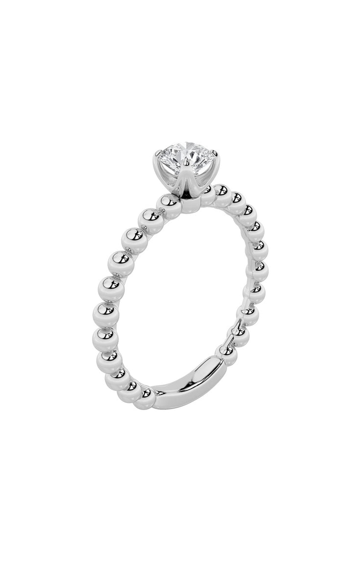 0.5Cttw Round Shaped Lab Grown Diamond (F/VS) Petite Solitaire Engagement Ring in 14K Gold