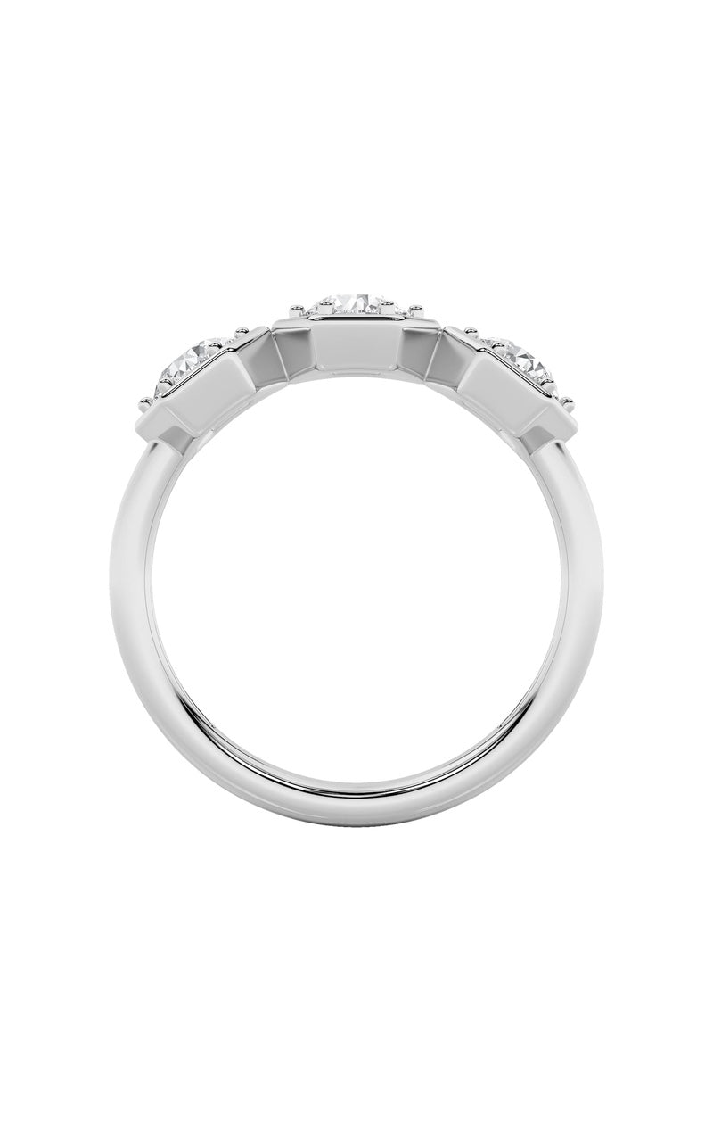 1Cttw Round Shaped Lab Grown Diamond (F/VS) Three Stone Ring in 14K Gold