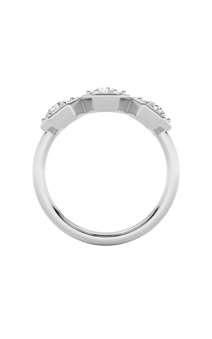 1Cttw Round Shaped Lab Grown Diamond (F/VS) Three Stone Ring in 14K Gold