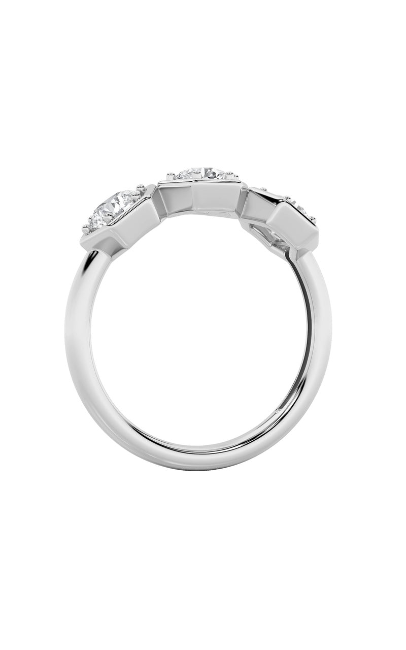 1Cttw Round Shaped Lab Grown Diamond (F/VS) ThreeStone Ring in 14K Gold