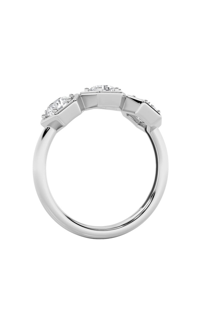 1Cttw Round Shaped Lab Grown Diamond (F/VS) ThreeStone Ring in 14K Gold