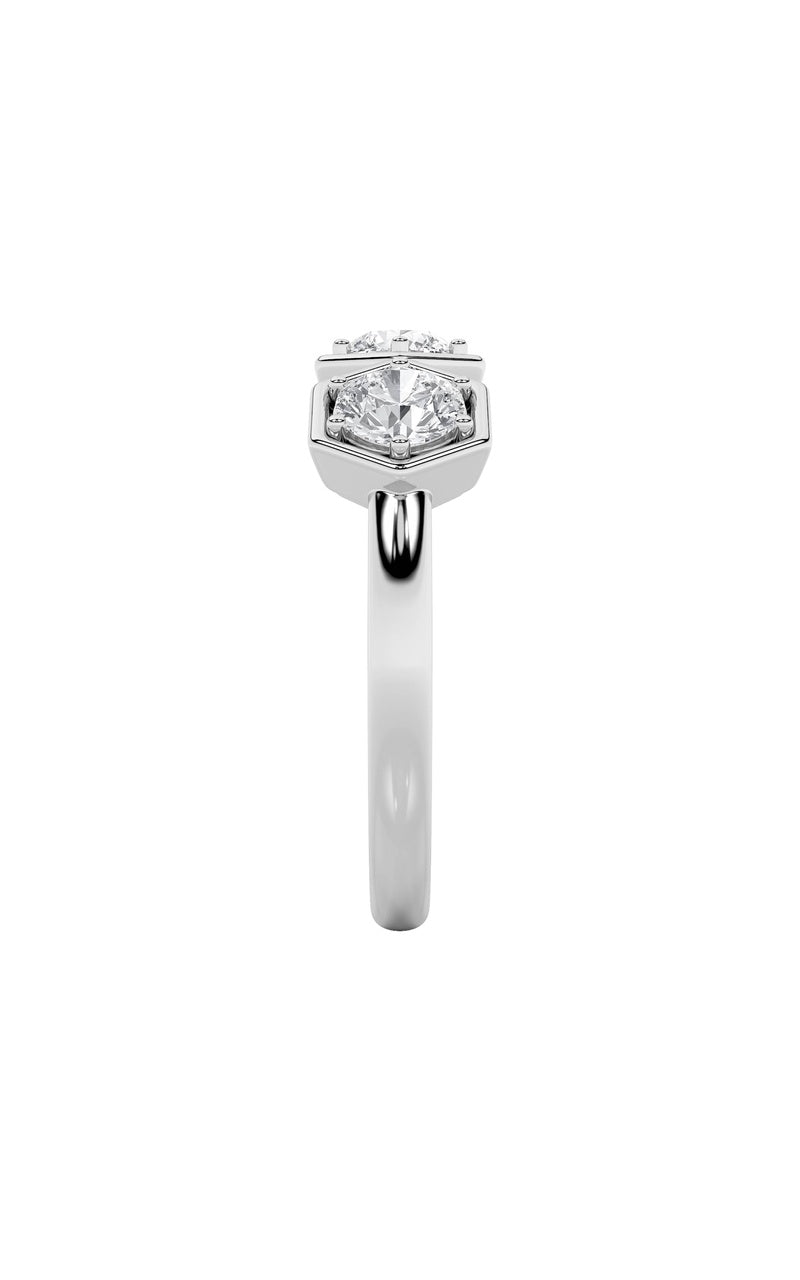 1Cttw Round Shaped Lab Grown Diamond (F/VS) ThreeStone Ring in 14K Gold