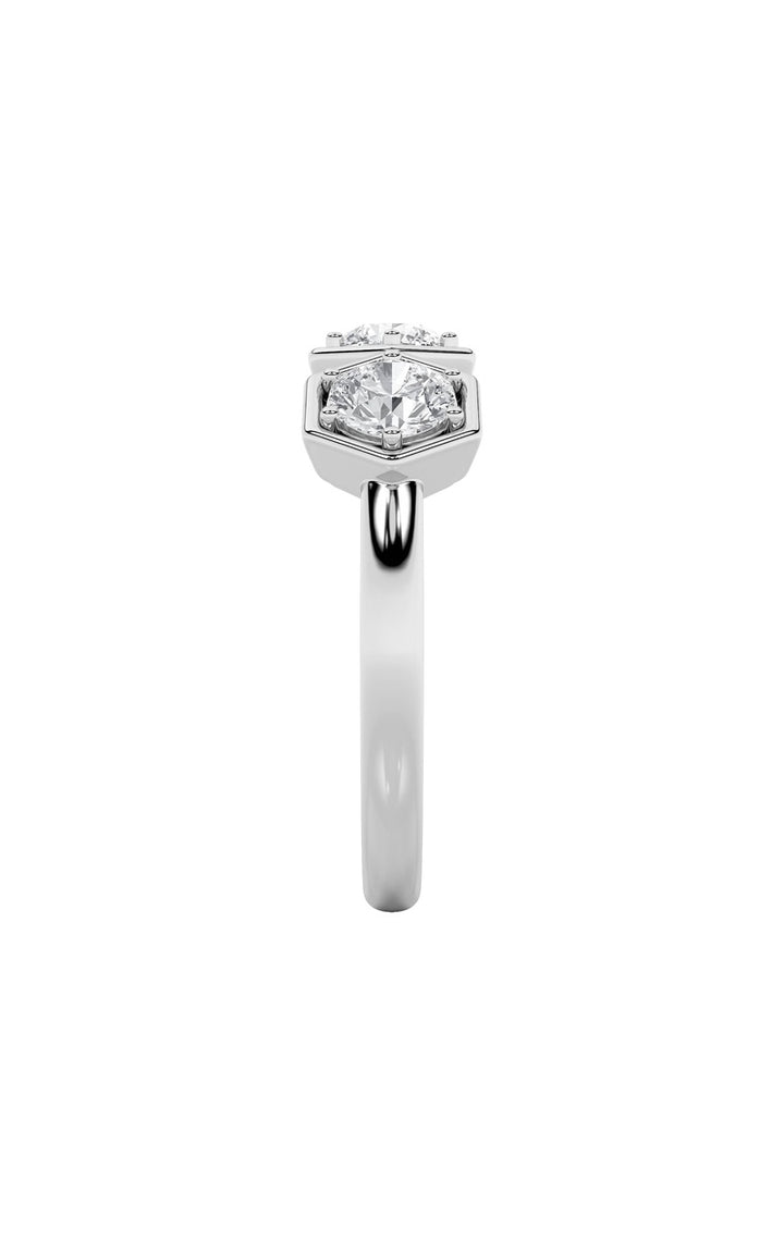 1Cttw Round Shaped Lab Grown Diamond (F/VS) ThreeStone Ring in 14K Gold