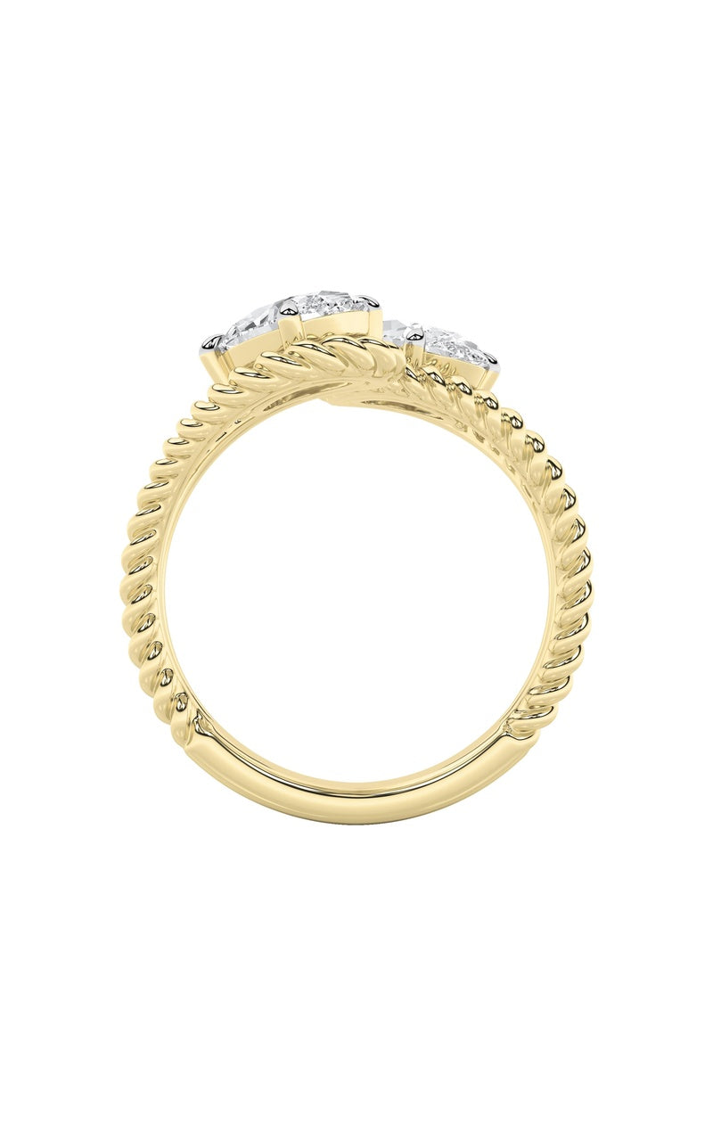 2Cttw Oval Shaped Lab Grown Diamond (F/VS) Toi etMoi Fashiion Ring in 14K Gold