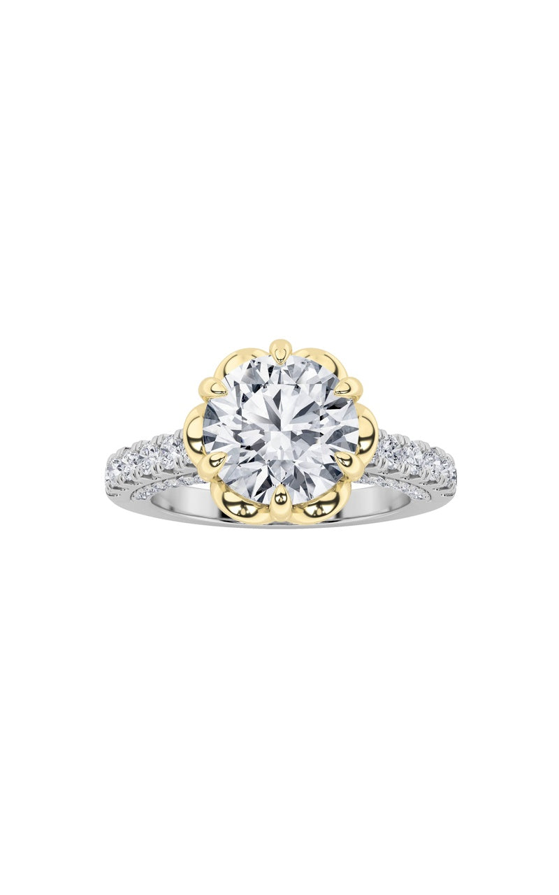 2.5CTW Round Shaped Lab Grown Diamond (F/VS) Two Tone Solitaire Engagement Ring in 14K Gold
