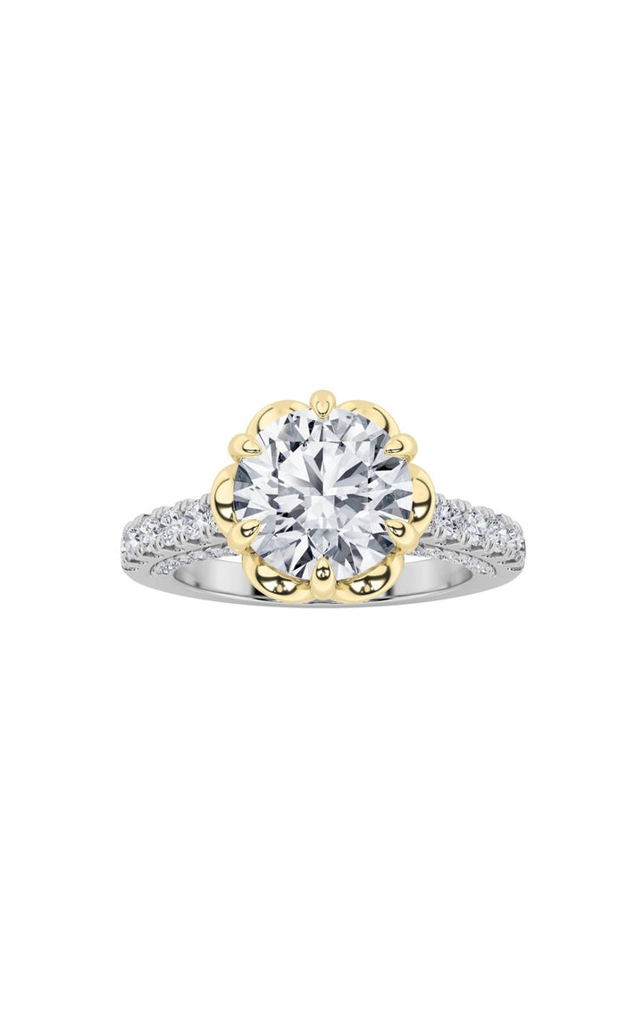 2.5CTW Round Shaped Lab Grown Diamond (F/VS) Two Tone Solitaire Engagement Ring in 14K Gold