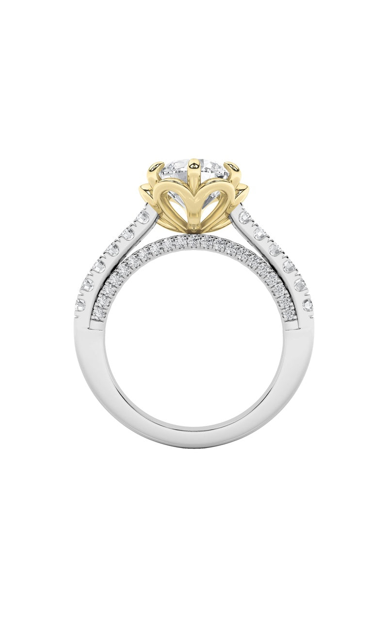 2.5CTW Round Shaped Lab Grown Diamond (F/VS) Two Tone Solitaire Engagement Ring in 14K Gold