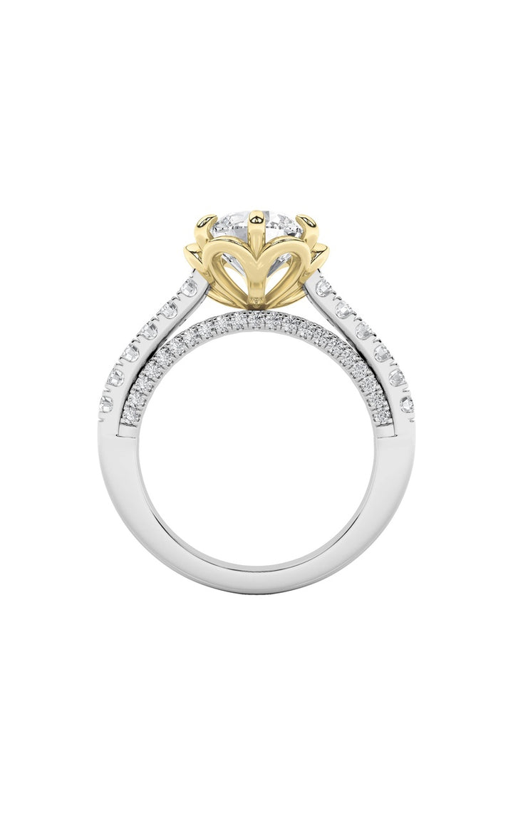 2.5CTW Round Shaped Lab Grown Diamond (F/VS) Two Tone Solitaire Engagement Ring in 14K Gold