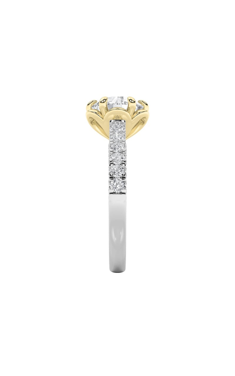 2.5CTW Round Shaped Lab Grown Diamond (F/VS) Two Tone Solitaire Engagement Ring in 14K Gold