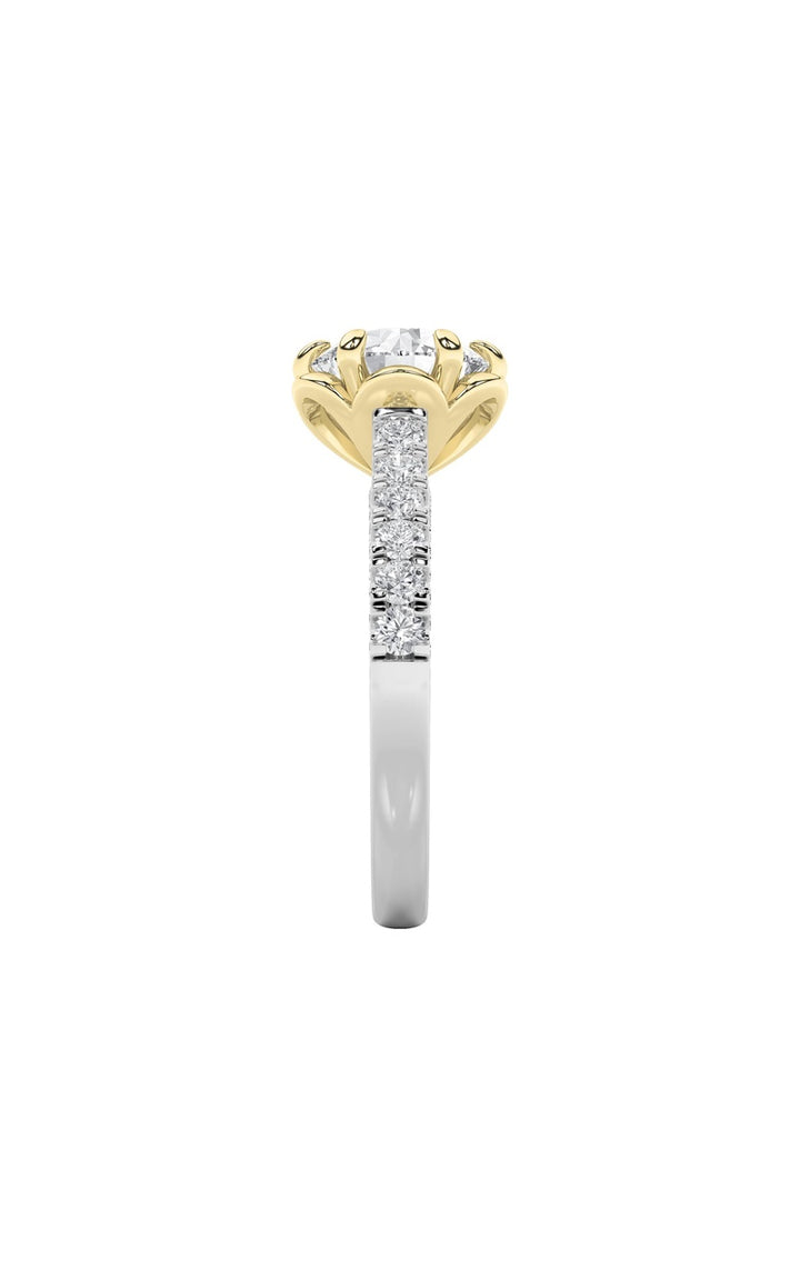 2.5CTW Round Shaped Lab Grown Diamond (F/VS) Two Tone Solitaire Engagement Ring in 14K Gold
