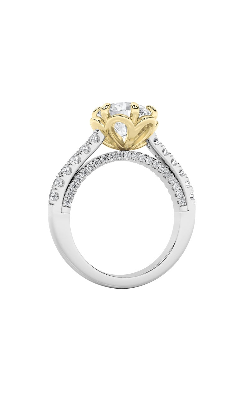2.5Cttw Round Shaped Lab Grown Diamond (F/VS) TwoTone Solitaire Engagement Ring in 14K Gold