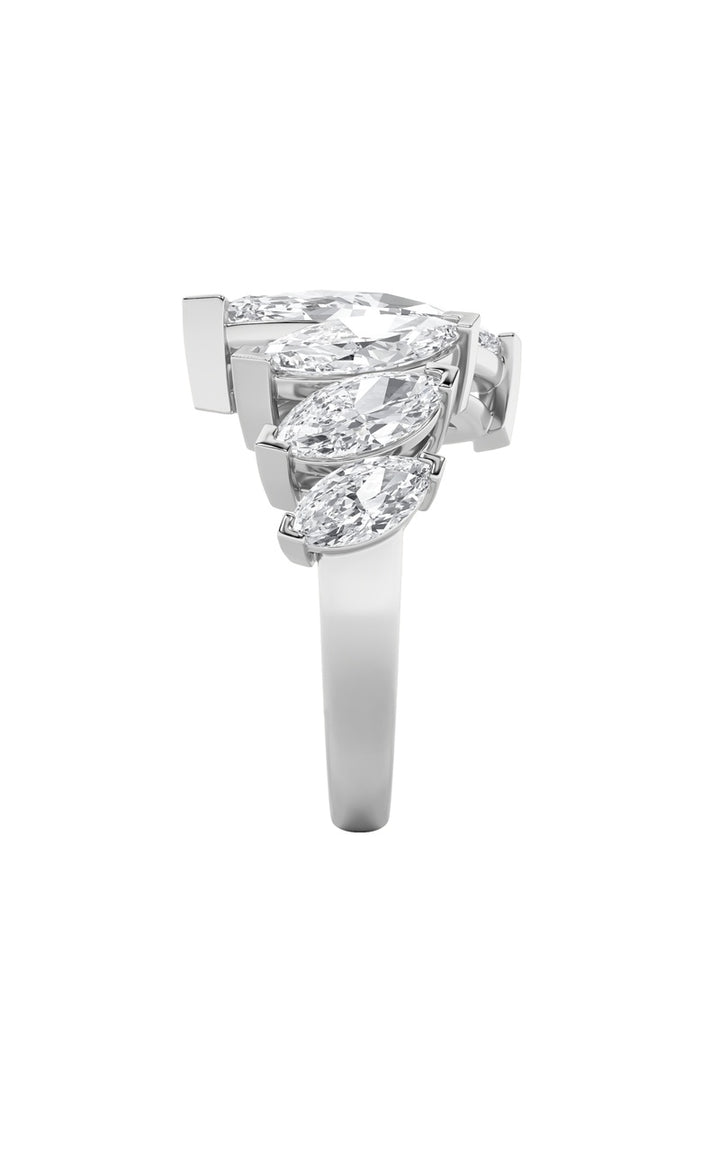 2.5Cttw Marquise Shaped Lab Grown Diamond (G/VS) Four Stone Fashion Ring in 14K Gold
