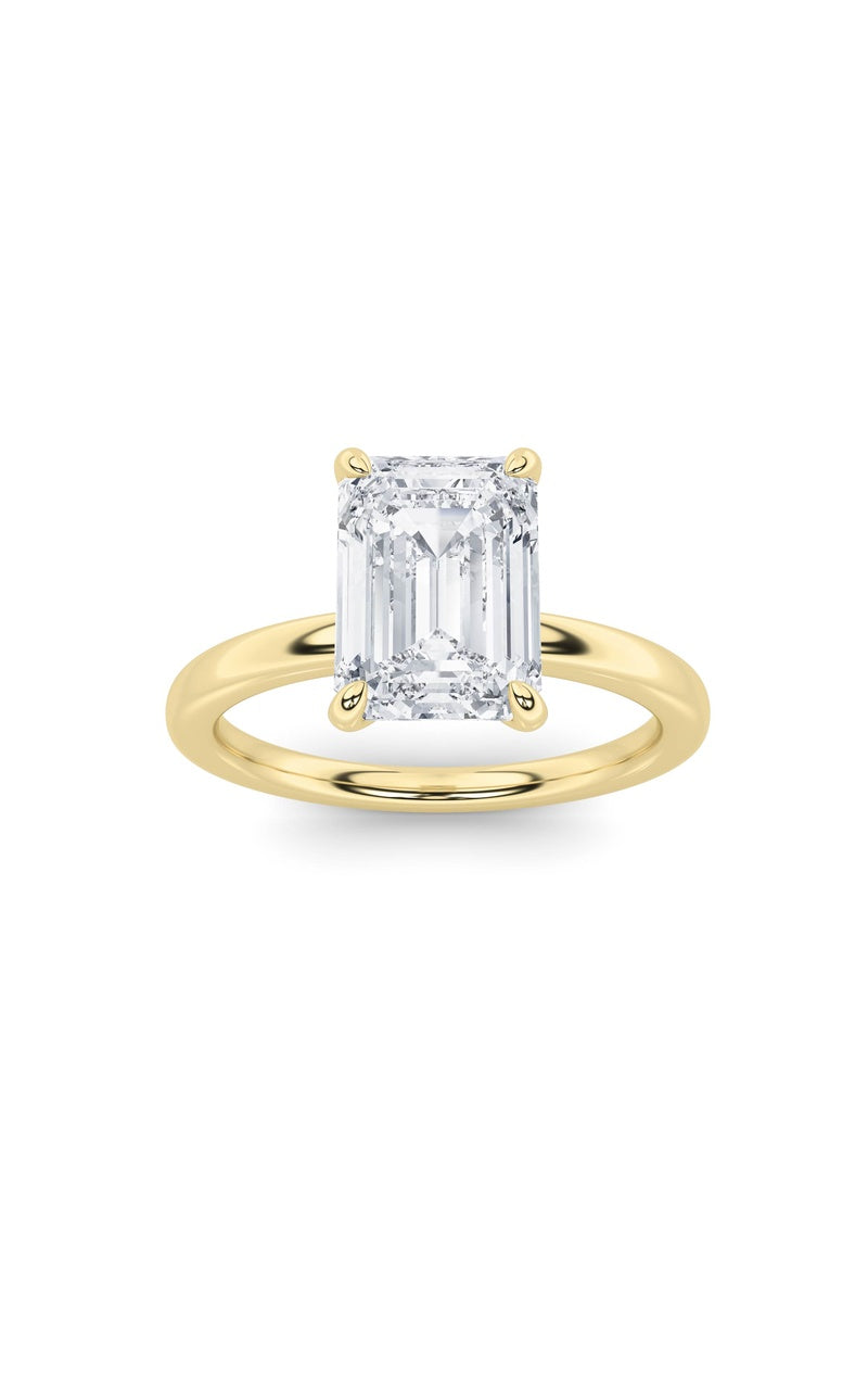 1Cttw Emerald Shaped Lab Grown Diamond Classic Solitaire Ring in 14K Gold (F/VS)