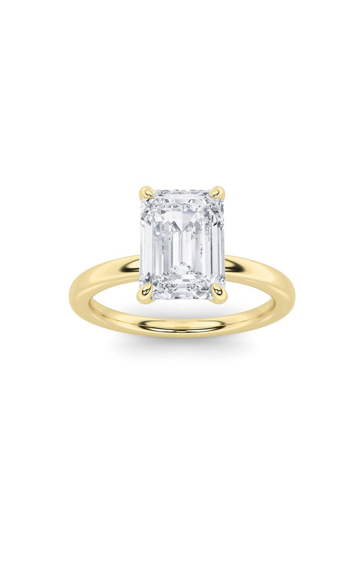 1Cttw Emerald Shaped Lab Grown Diamond Classic Solitaire Ring in 14K Gold (F/VS)
