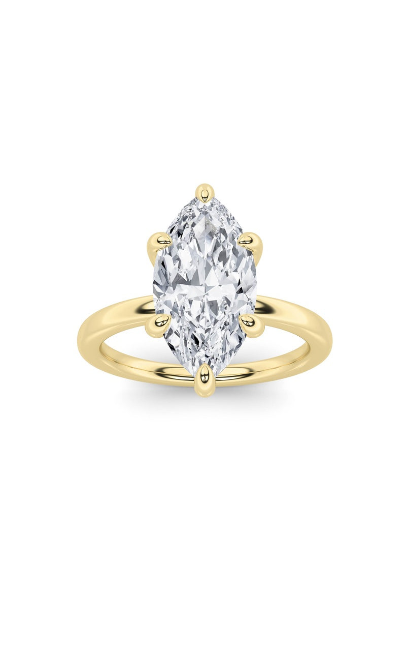 3Cttw Marquise Shaped Lab Grown Diamond Classic Solitaire Ring in 14K Gold (F/VS)
