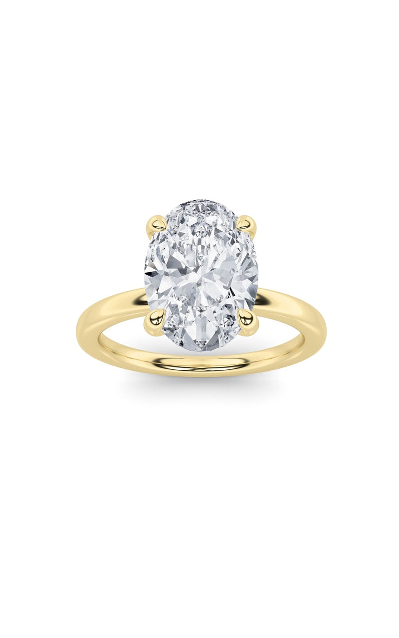 3Cttw Oval Shaped Lab Grown Diamond Classic Solitaire Ring in 14K Gold (F/VS)