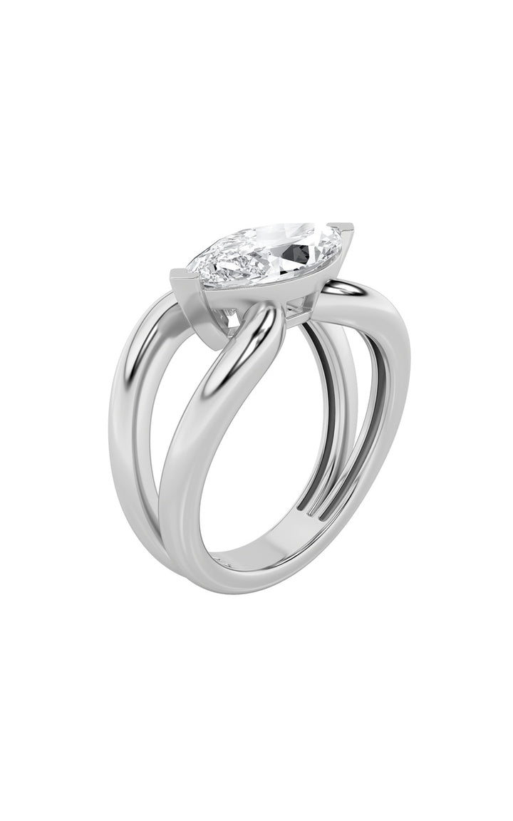 2Cttw Marquise Shaped Lab Grown Diamond (G/VS) East West Solitaire Fancy Ring in 14K Gold