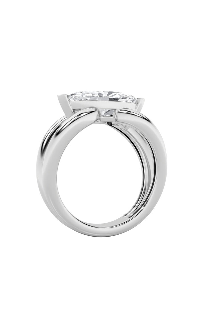 2Cttw Marquise Shaped Lab Grown Diamond (G/VS) East West Solitaire Fancy Ring in 14K Gold