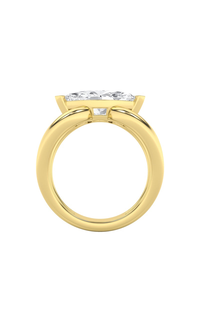 2Cttw Marquise Shaped Lab Grown Diamond (G/VS) East West Solitaire Fancy Ring in 14K Gold