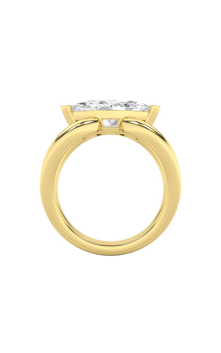 2Cttw Marquise Shaped Lab Grown Diamond (G/VS) East West Solitaire Fancy Ring in 14K Gold