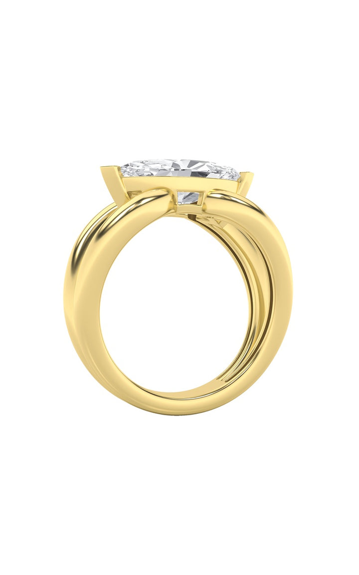 2Cttw Marquise Shaped Lab Grown Diamond (G/VS) East West Solitaire Fancy Ring in 14K Gold