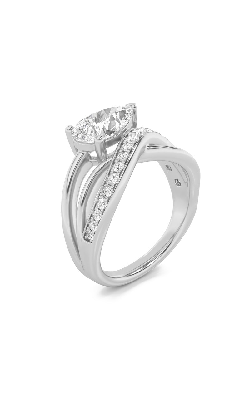 2Cttw Pear Shaped Lab Grown Diamond (G/VS) Ring in 14K Gold