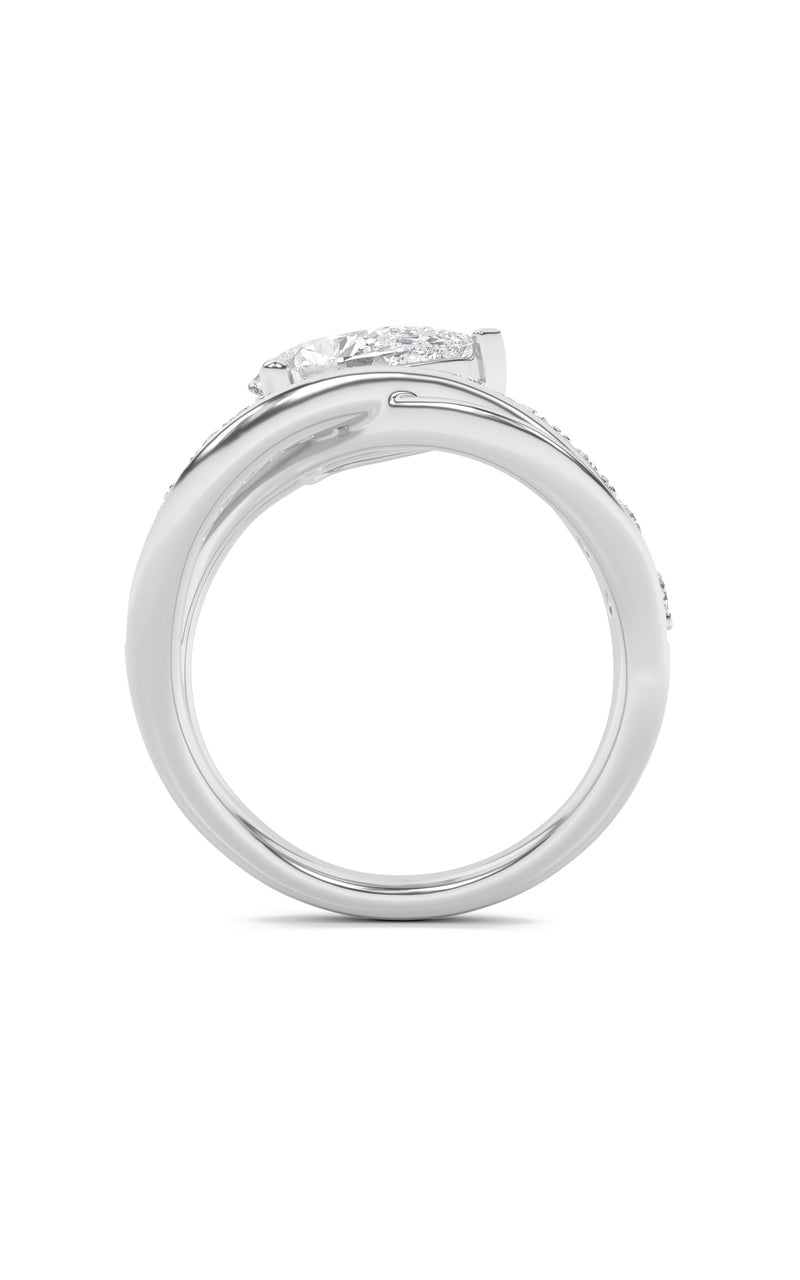 2CTW Pear Shaped Lab Grown Diamond (G/VS) Ring in 14K Gold