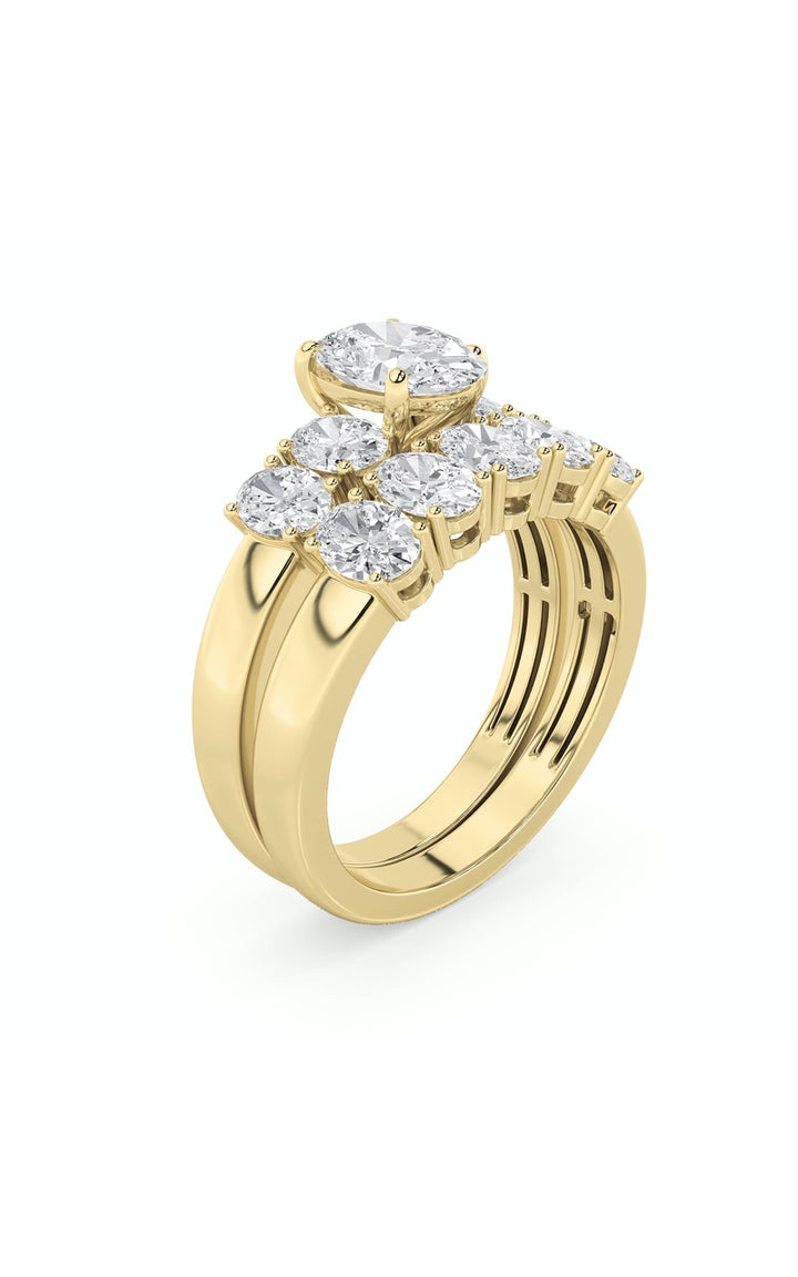 2.5Cttw Oval Shaped Lab Grown Diamond (G/VS) Bridal Set with Matching Band and  Ring in 14K Gold