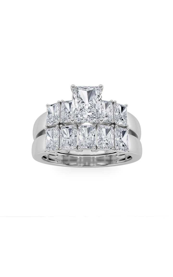 2.5Cttw Radiant Shaped Lab Grown Diamond (G/VS) Bridal Set with Matching Band and  Ring in 14K Gold